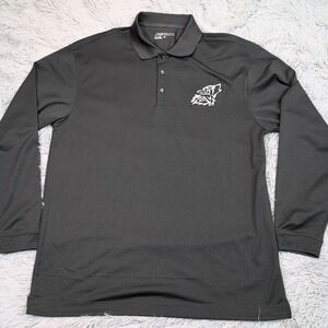 Nike Golf Shirt Mens L Gray Polo Dri Fit Casual Comfort Preppy Athletic Wolf